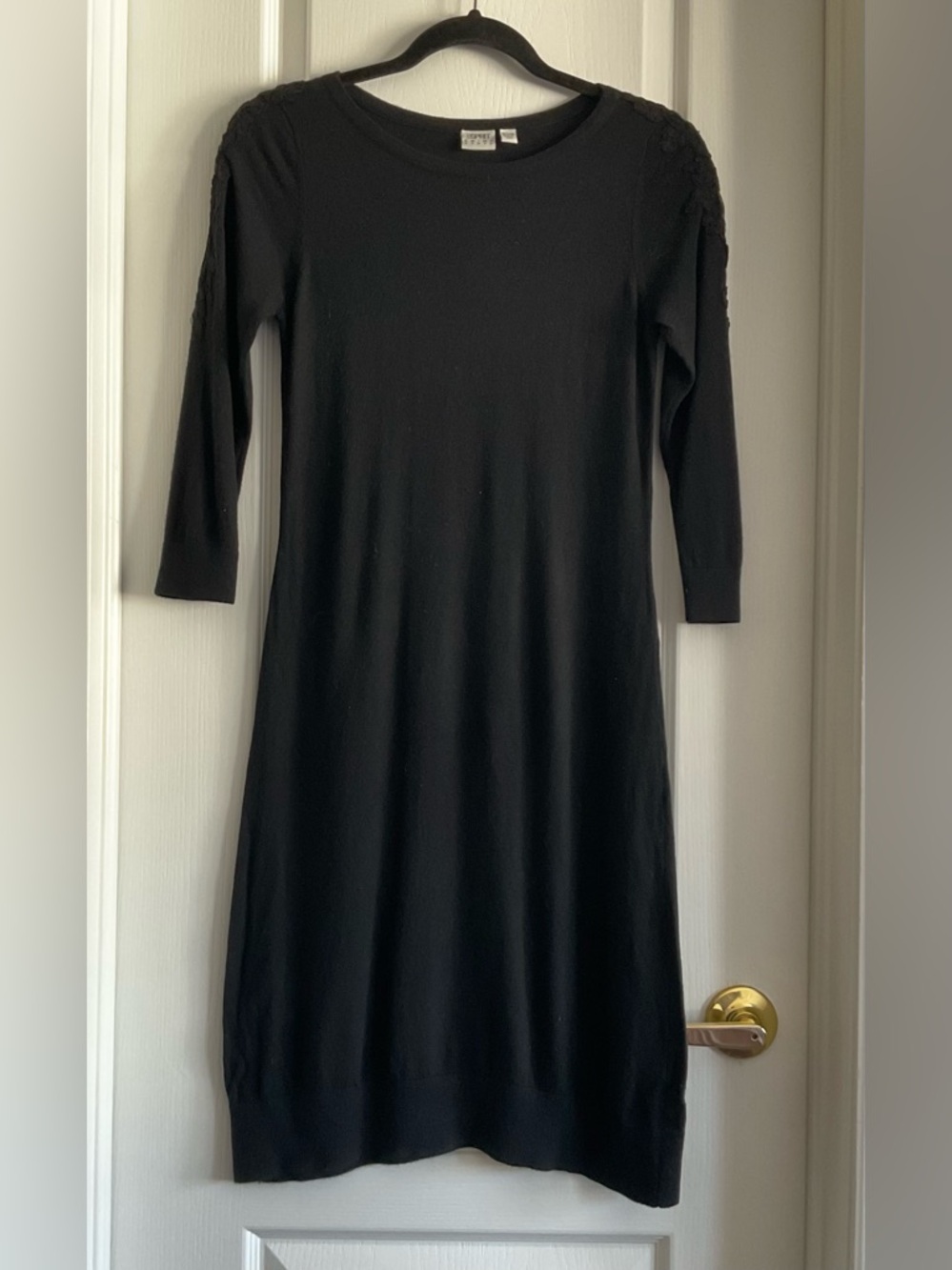 Esprit Black 3/4 Sleeve Knit Dress, with laced details